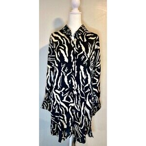 Missguided Shirt Dress Womens US 8 UK 12 Zebra Print Oversized NYE Party Glam